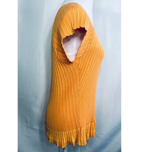 J. Jill Orange Ribbed Ruffle Edge Tee Top Blouse Large - Picture 11 of 16